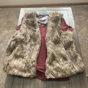 Old Navy Brown Fur Vest.  XXL Like New.
